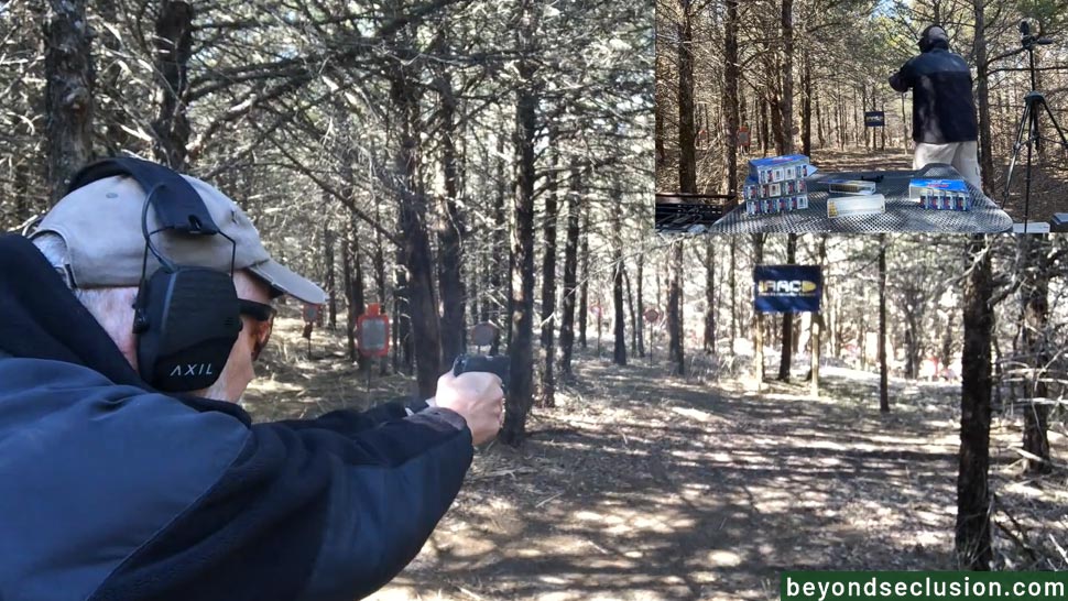 A Man Is Shooting with A Small Gun at 25 Yards