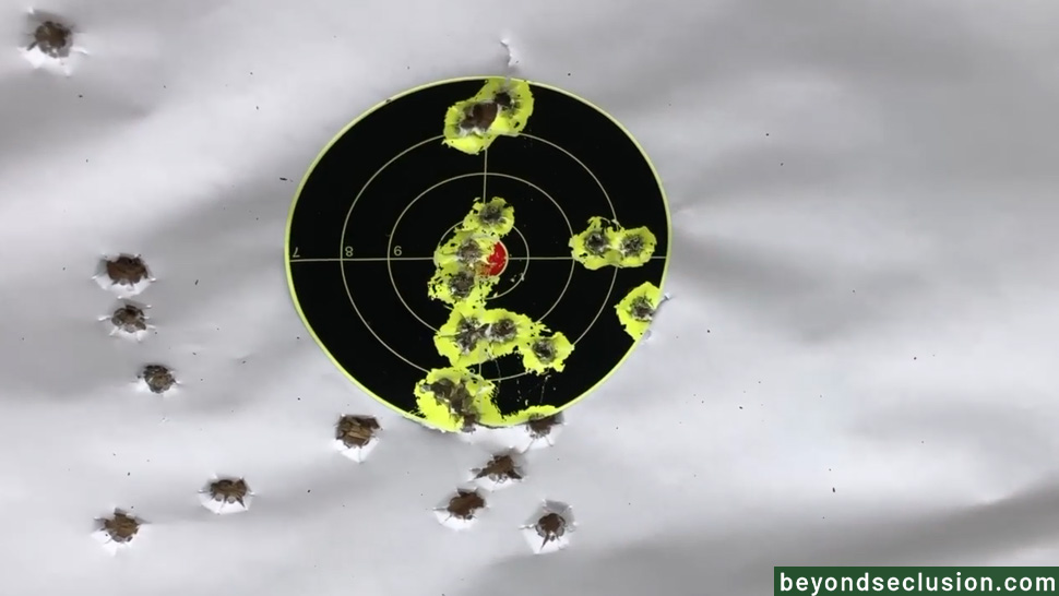 Groups with the Kel-Tec SUB2000 and Wolf Military Classic at 50 Yards