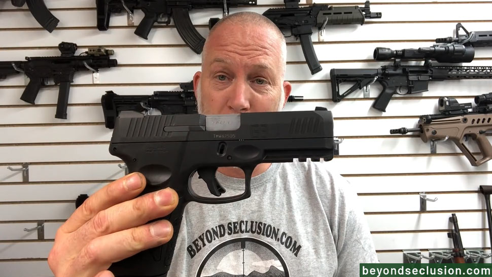 A Man Is Holding Taurus G3 at a Guns Store